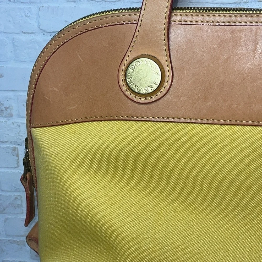 Dooney & Bourke Alma Leather Canvas Satchel Handbag Purse with Removable Strap